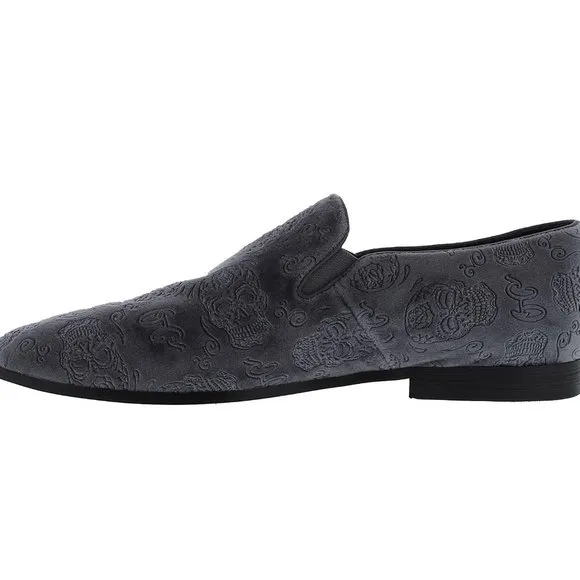 NEW Robert Graham Renegade Velvet Loafer!  8.5  Gray  Venetian Embossed Skulls