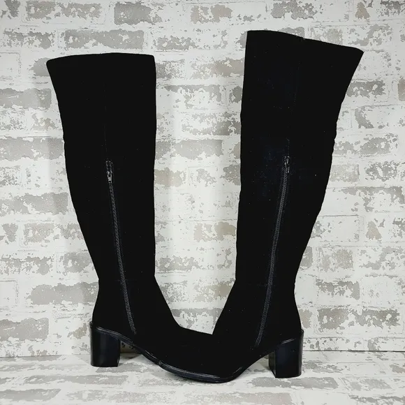 New Seychelles Paradise City Faux Suede Black Over the Knee Boot A289