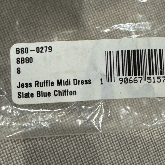 New Show Me Your Mumu Jess Ruffle Slate Blue Chiffon Midi Dress Size S NWT