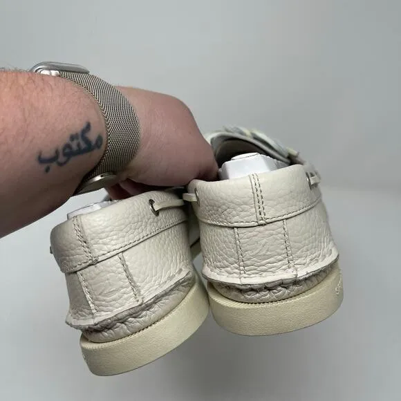 New Sperry Authentic Original Ice white Leathef Boat Shoe 10.5