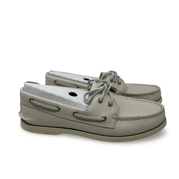 New Sperry Authentic Original Ice white Leathef Boat Shoe sz 9