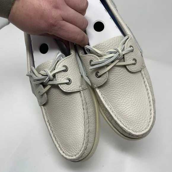 New Sperry Authentic Original Ice white Leathef Boat Shoe sz 9