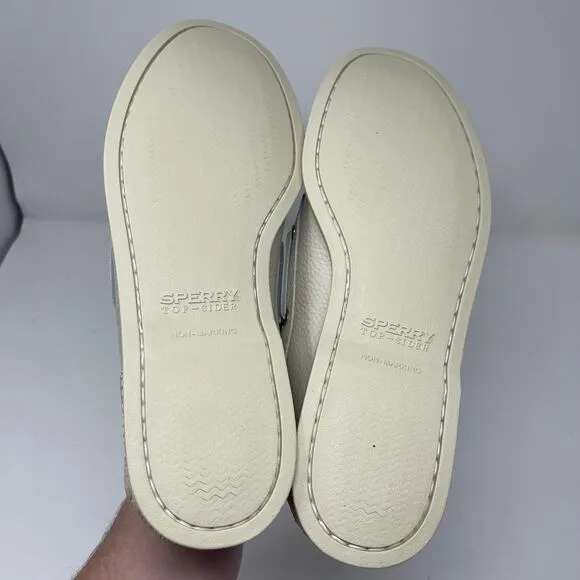 New Sperry Authentic Original Ice white Leathef Boat Shoe sz 9