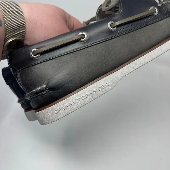 New SPERRY Gold Cup Men Gray Leather Boat Shoes Size 8.5