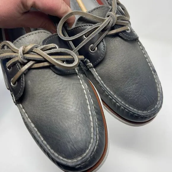 New SPERRY Gold Cup Men Gray Leather Boat Shoes Size 8.5