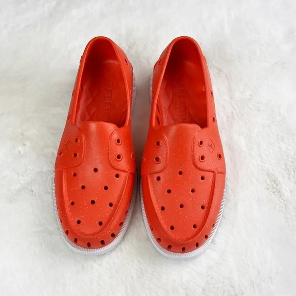 NEW Sperry Men’s Authentic Original Float Speckle Boat Shoes in Orange