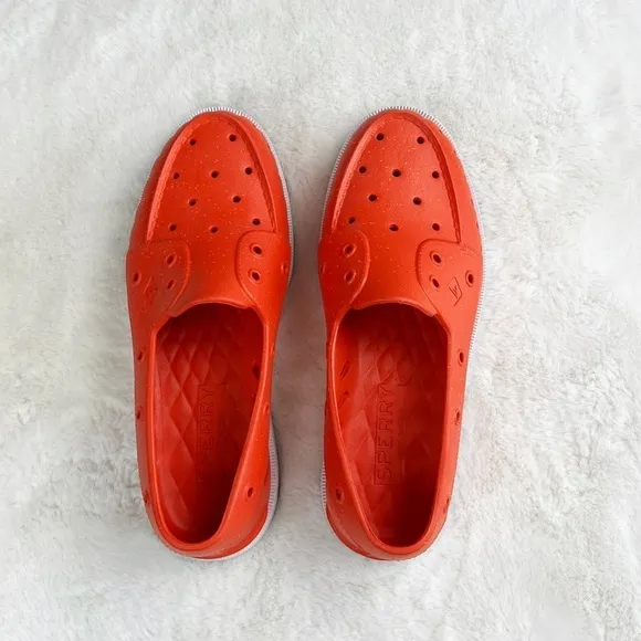 NEW Sperry Men’s Authentic Original Float Speckle Boat Shoes in Orange