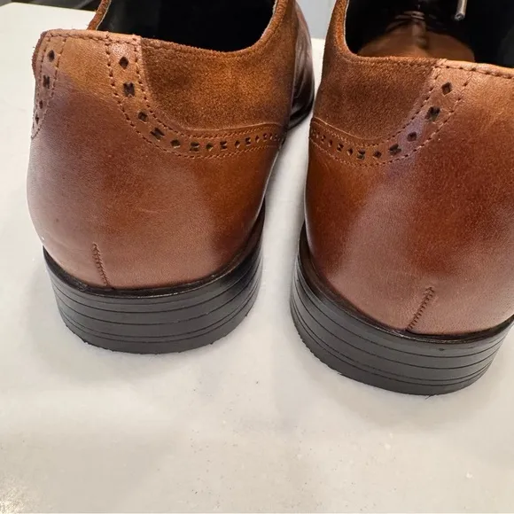 NEW STACY ADAMS Men’s Wingtip Oxfords Shoes Brown Leather Size 10 M