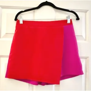 NEW! TCEC Orange/Red &amp;Pink Asymmetric Hem Skort with Back Elastic!