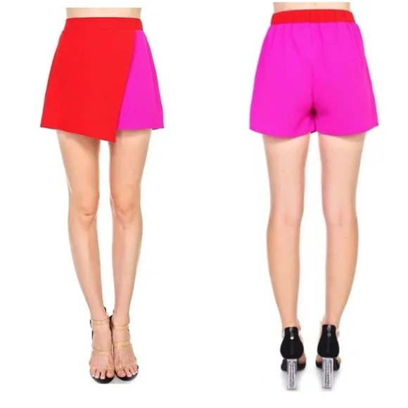NEW! TCEC Orange/Red &amp;Pink Asymmetric Hem Skort with Back Elastic!