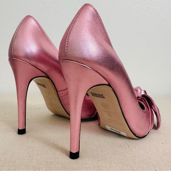 New Ted Baker Ryal Court Metallic Pink Pointed Toe Stiletto Heel Bow Shoes