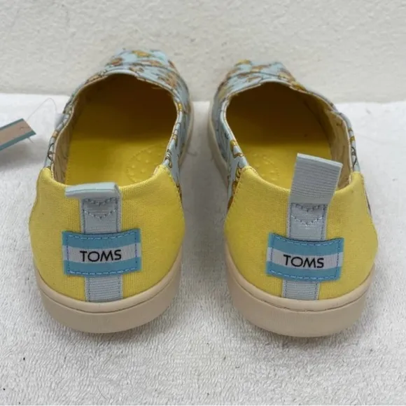 New Toms Shoes Kids Alpargata Blue Monkey Business Print Canvas Size 6 Youth