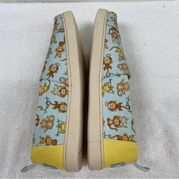 New Toms Shoes Kids Alpargata Blue Monkey Business Print Canvas Size 6 Youth