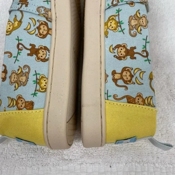 New Toms Shoes Kids Alpargata Blue Monkey Business Print Canvas Size 6 Youth