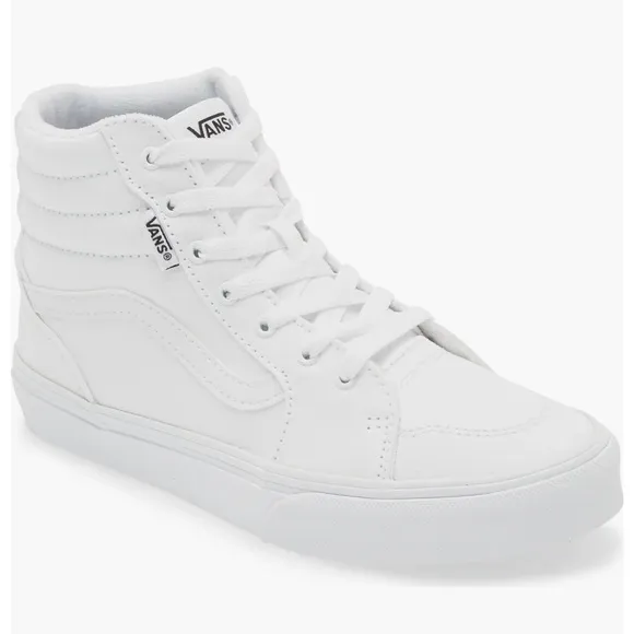 New Vans Filmore High Top Sneakers, Canvas White, Kids, Youth Shoes