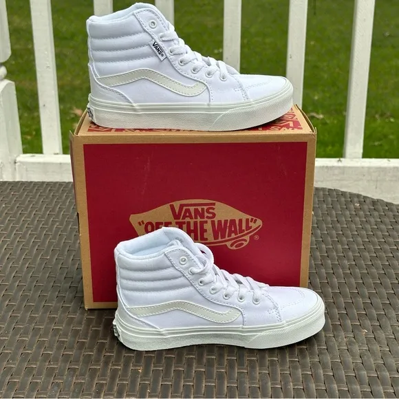 New Vans Filmore High Top Sneakers, Canvas White, Kids, Youth Shoes