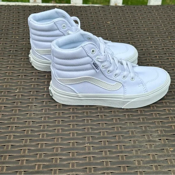 New Vans Filmore High Top Sneakers, Canvas White, Kids, Youth Shoes