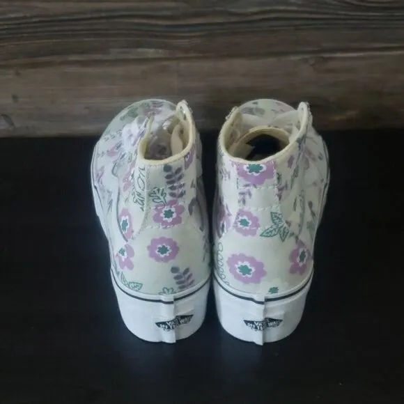 New Vans Sk8 Hi White Pastel Floral Platform Sneakers Fairy Festival Girly Shoes