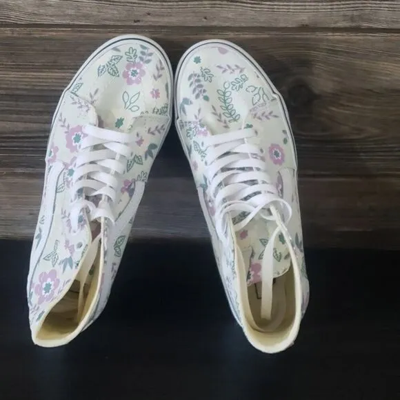 New Vans Sk8 Hi White Pastel Floral Platform Sneakers Fairy Festival Girly Shoes