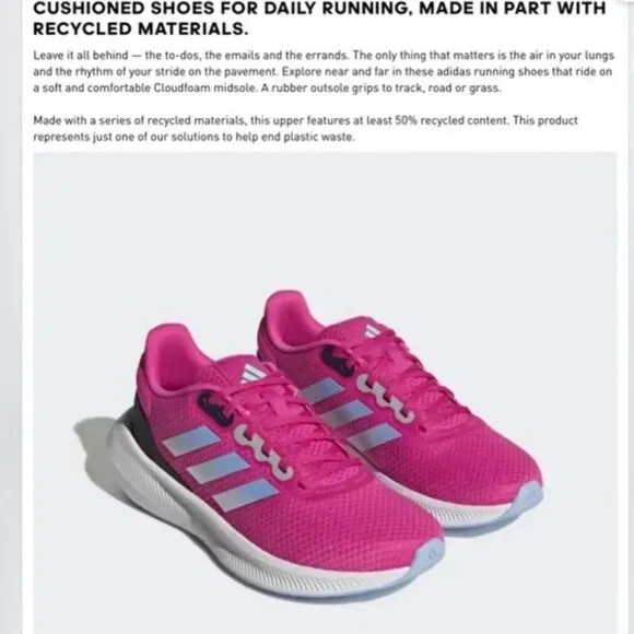 New! Adidas *Barbie* Pink Sz 8 RUNFALCON WIDE 3 RUNNING SHOES
