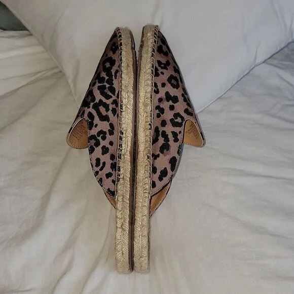 New JCrew Animal Leopard Printed Espadrille Mule Slides Size 11