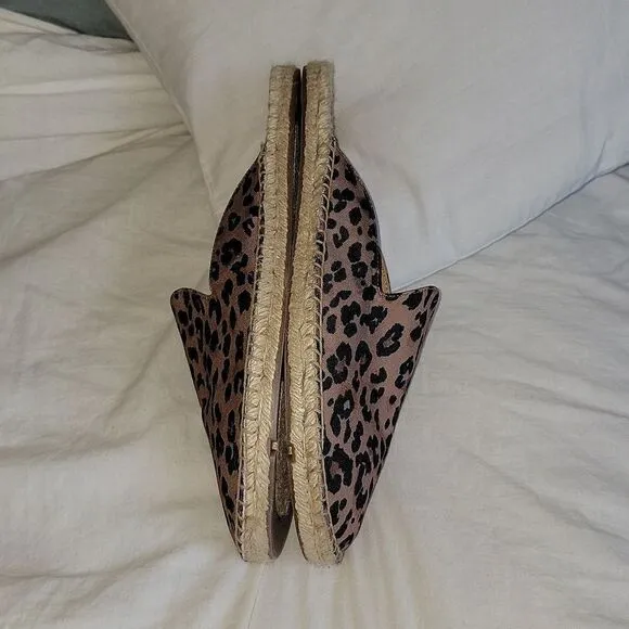 New JCrew Animal Leopard Printed Espadrille Mule Slides Size 11