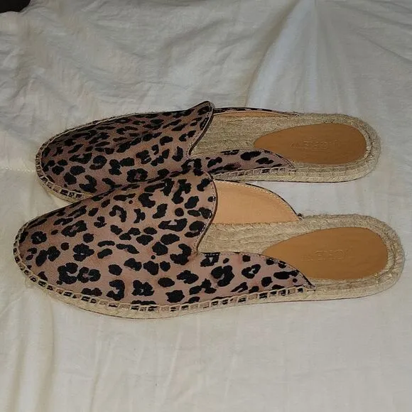 New JCrew Animal Leopard Printed Espadrille Mule Slides Size 11
