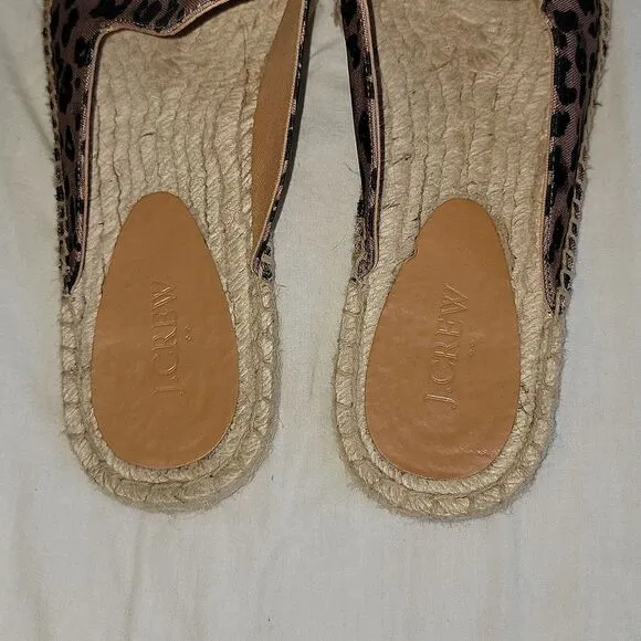 New JCrew Animal Leopard Printed Espadrille Mule Slides Size 11