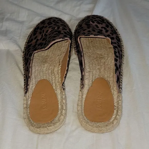New JCrew Animal Leopard Printed Espadrille Mule Slides Size 11