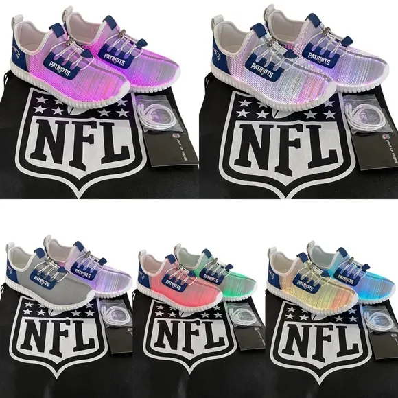 NFL Fanatics New England Patriots Athletic Fiber Optic Light Up Men’s Shoes 7.5