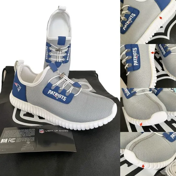NFL Fanatics New England Patriots Athletic Fiber Optic Light Up Men’s Shoes 7.5