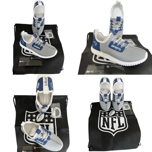 NFL Fanatics New England Patriots Athletic Fiber Optic Light Up Men’s Shoes 7.5