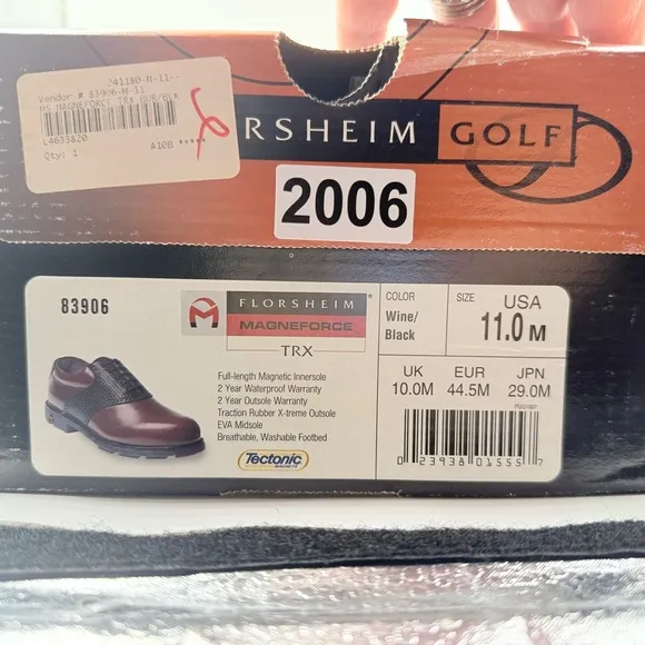 NIB Florsheim Magneforce Black (Wine) Brown Spikeless Golf OrthoLite Shoes Sz 11