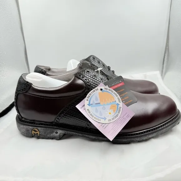 NIB Florsheim Magneforce Black (Wine) Brown Spikeless Golf OrthoLite Shoes Sz 11