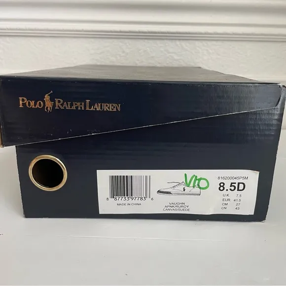 NIB Polo Ralph Lauren Vaughn Canvas/Suede Men's Pink Lifestyle Shoes Size: 8.5 D