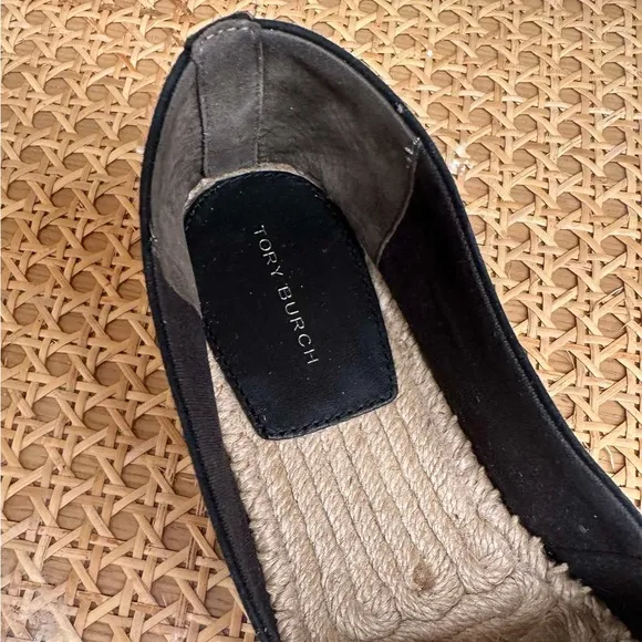 NIB Tory Burch Everly Espadrille Royal Suede Embellished Perfect Black Sz 10