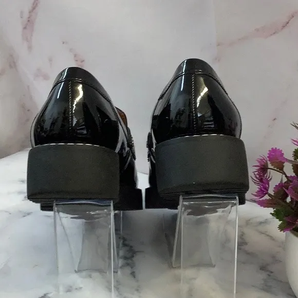 NIB Women's Black Patent Leather Loafers Size 6.5