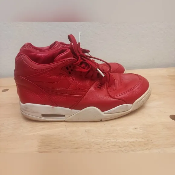 Nike Air Flight 89 Red Leather Sneaker Shoes Size 9.5
