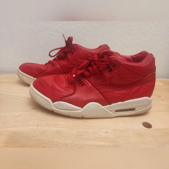 Nike Air Flight 89 Red Leather Sneaker Shoes Size 9.5
