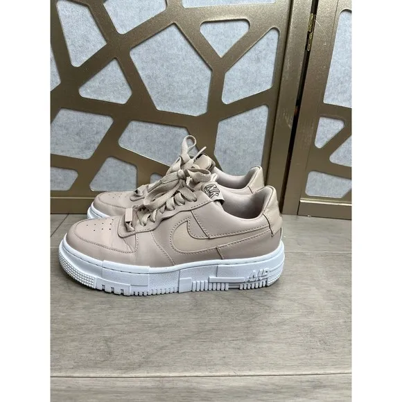 Nike Air Force 1 One Pixel Low Particle Beige  Shoes Sz 6 Leather