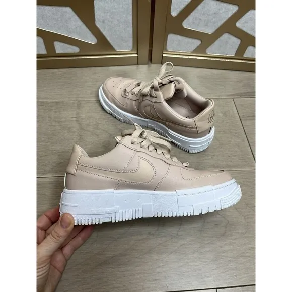 Nike Air Force 1 One Pixel Low Particle Beige  Shoes Sz 6 Leather