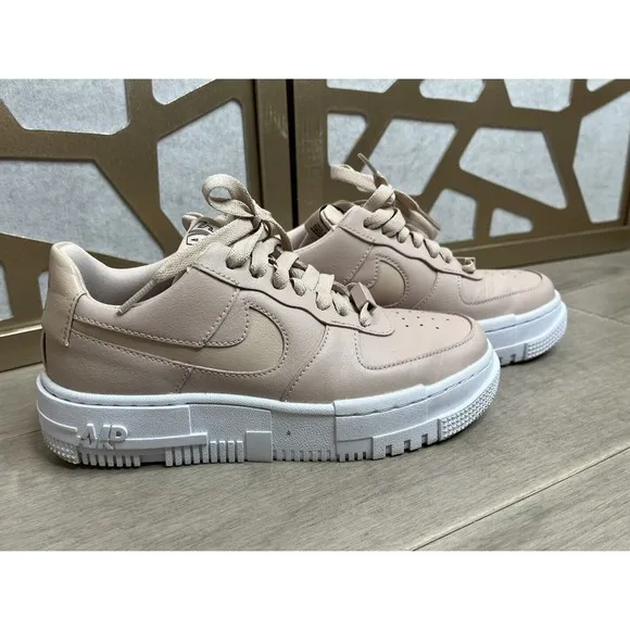 Nike Air Force 1 One Pixel Low Particle Beige  Shoes Sz 6 Leather