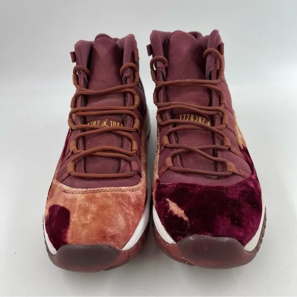 🥾Nike Air Jordan 11 XI Retro GS Heiress Red Velvet Night Maroon Gold Shoes