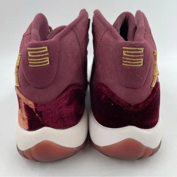 🥾Nike Air Jordan 11 XI Retro GS Heiress Red Velvet Night Maroon Gold Shoes