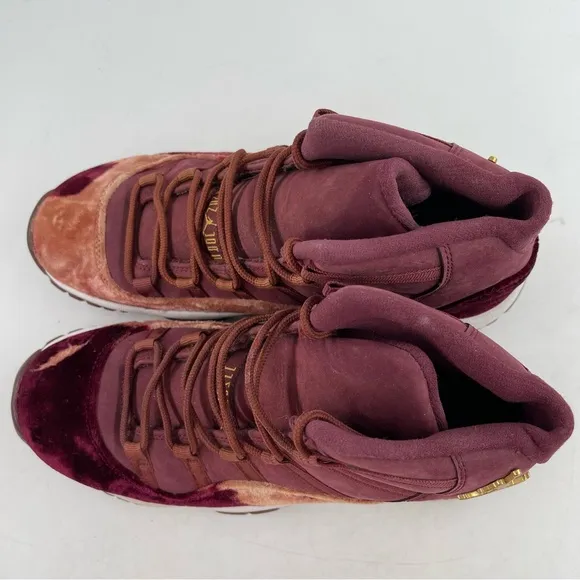 🥾Nike Air Jordan 11 XI Retro GS Heiress Red Velvet Night Maroon Gold Shoes