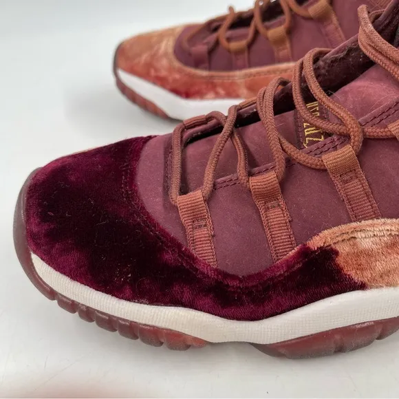 🥾Nike Air Jordan 11 XI Retro GS Heiress Red Velvet Night Maroon Gold Shoes