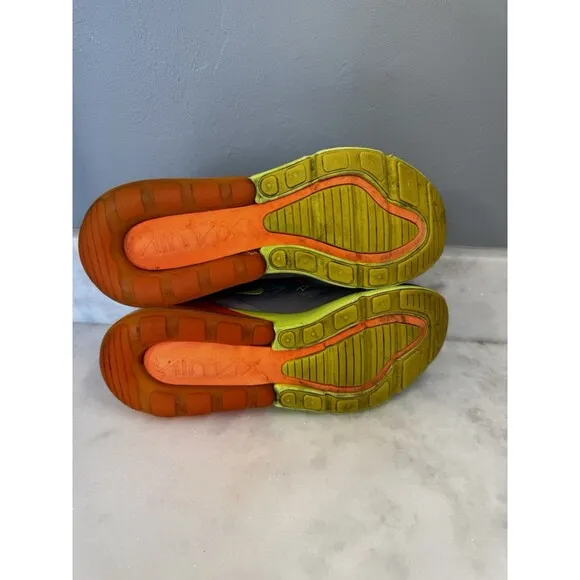Nike Air Max 270 Men's 10 Shoes Grey Volt Orange AH8050-012