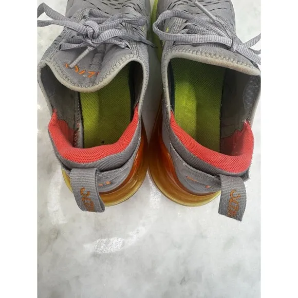 Nike Air Max 270 Men's 10 Shoes Grey Volt Orange AH8050-012