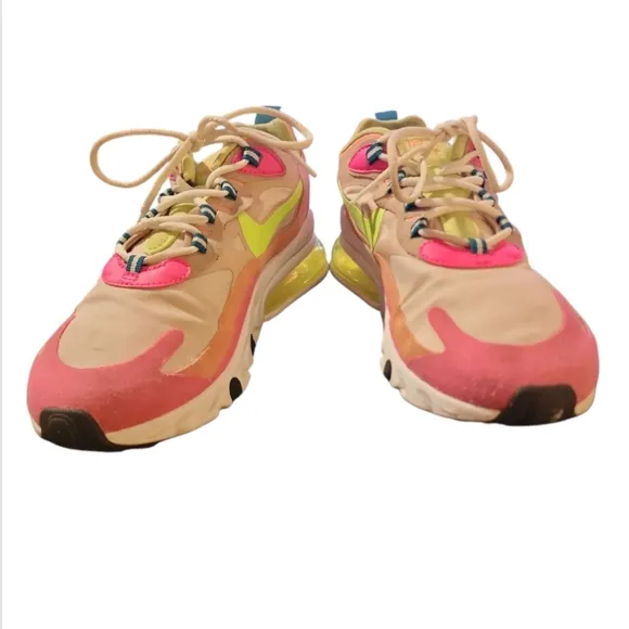 Nike Air Max 270 React Pink Volt Neon Women’s Size 7.5 Shoes Sail DC1863-600