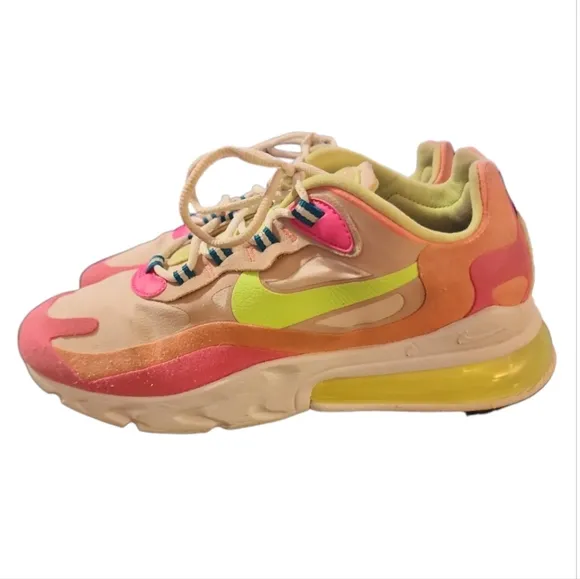 Nike Air Max 270 React Pink Volt Neon Women’s Size 7.5 Shoes Sail DC1863-600